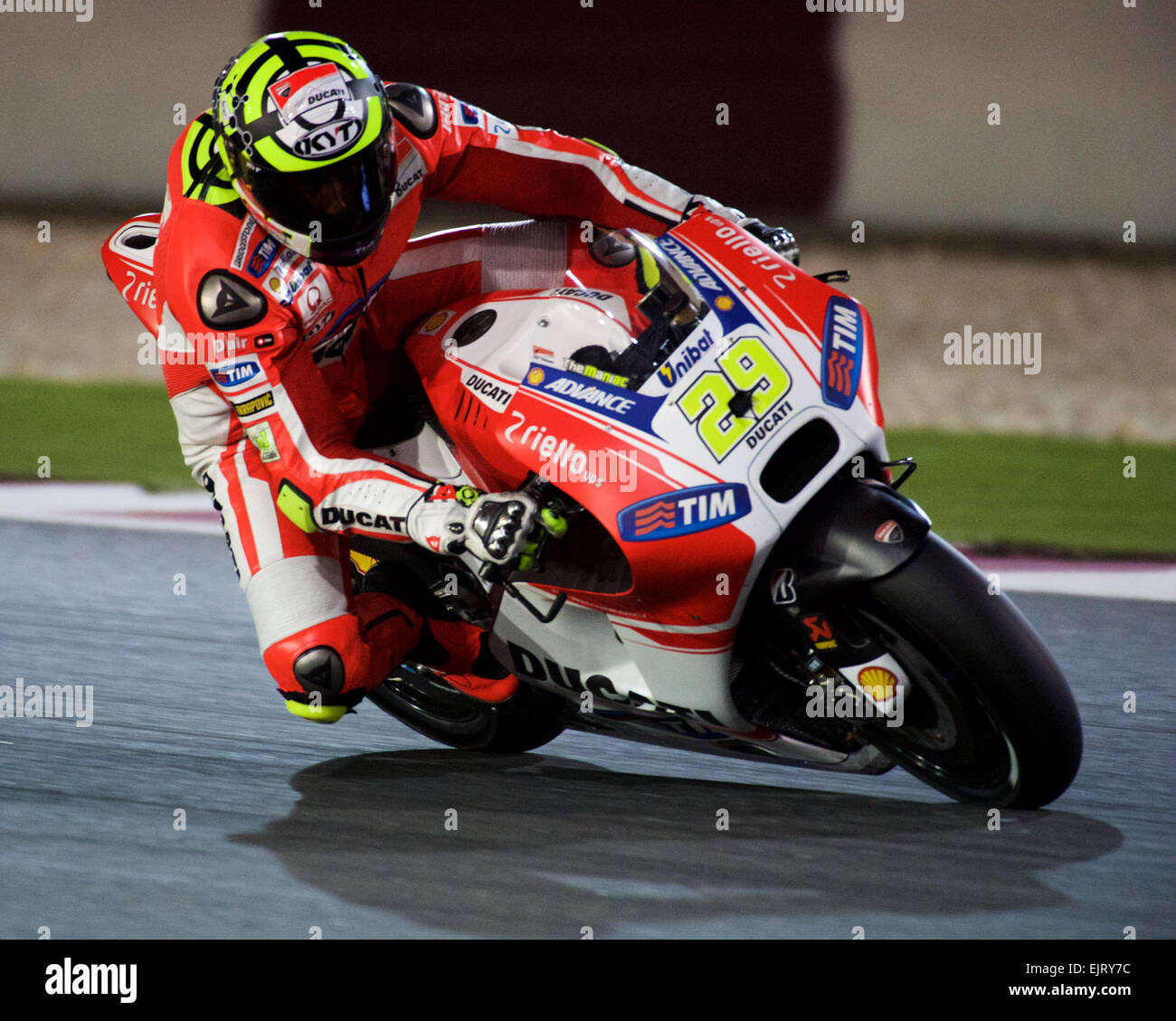 Losail Circuit, Qatar 29th March 2015, Ducati Team rider Andrea Iannone  during the 2015 FIM Motorcycle Grand Prix of Qatar © To Stock Photo - Alamy