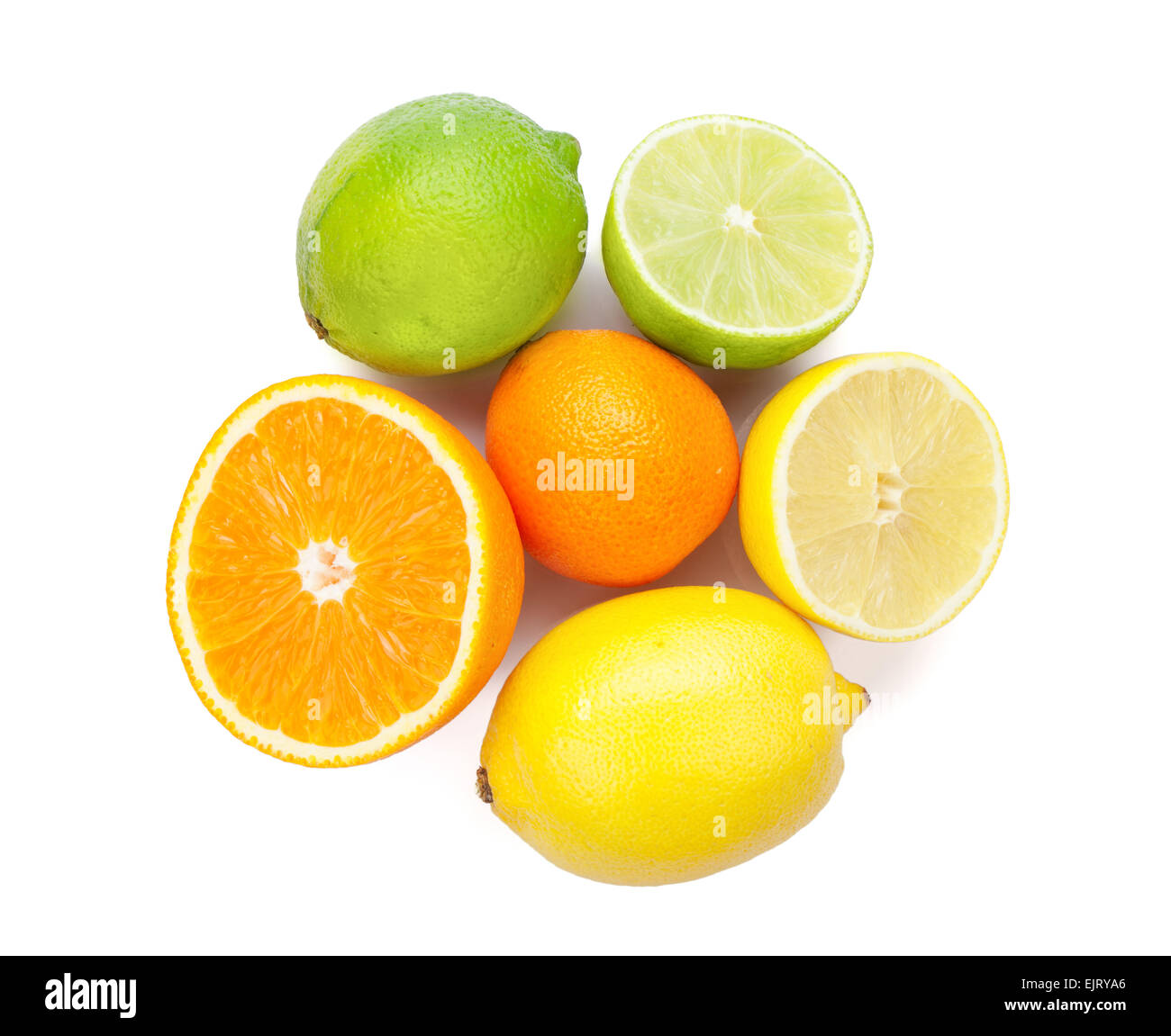 Citrus fruits. Oranges, limes and lemons. Isolated on white background Stock Photo