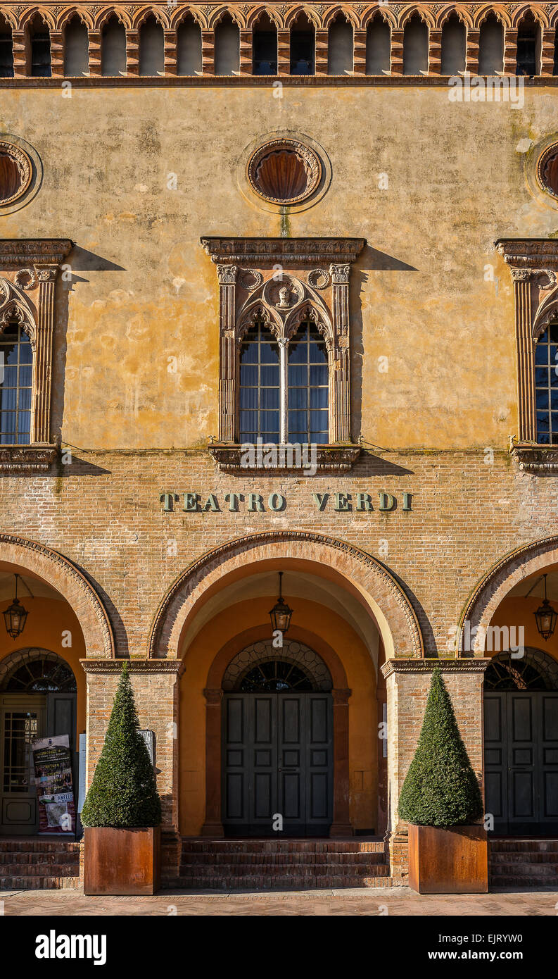 Busseto, the Verdi Theatre facade in the side wing of the Pallavicino Rocca Stock Photo