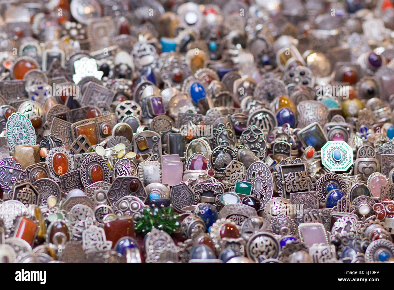 Silver decorative gem stone rings Stock Photo