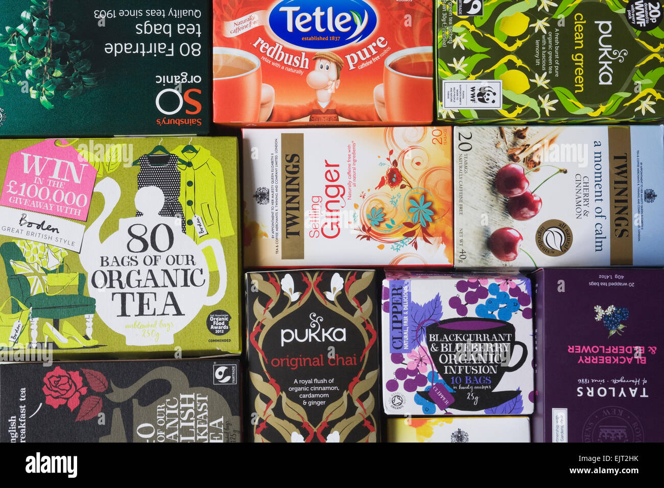 Tea packets montage. Stock Photo