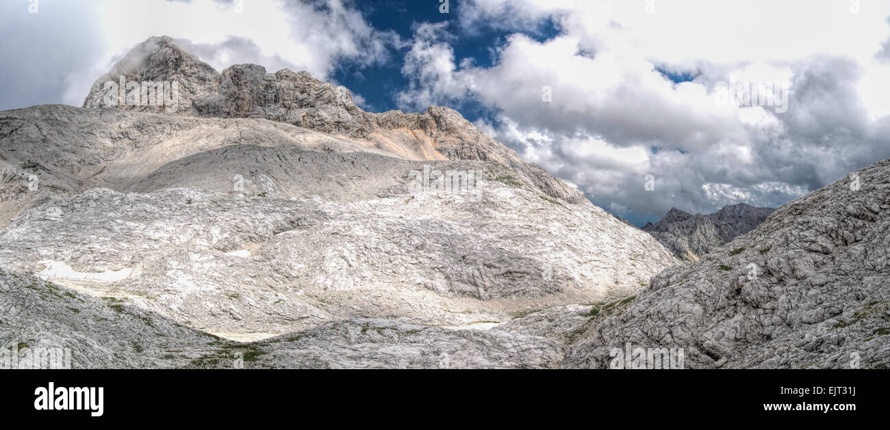 Scenic panorama view of mountain Triglav in Julian Alps, Slovenia Stock Photo