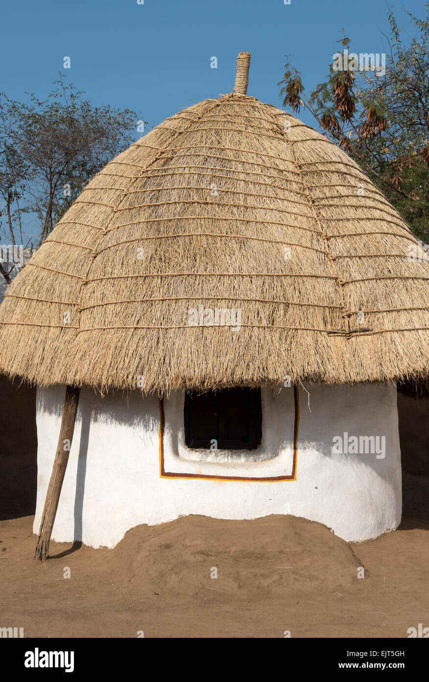 Traditional Banni Hut, Shilpgram Crafts Village near Udaipur, Rajasthan, India Stock Photo