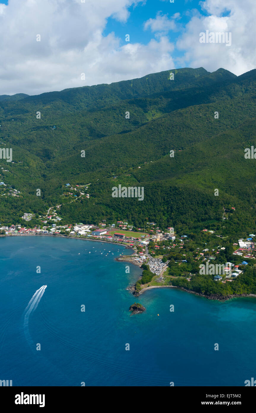 France. Guadeloupe,Bouillante town (aerial view)  // Guadeloupe, ville de Bouillante   (vue aerienne) Stock Photo