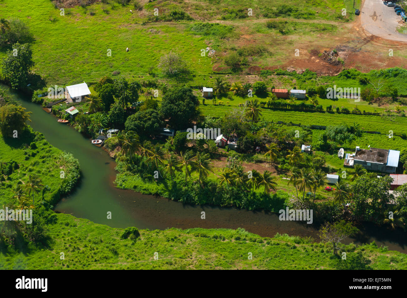 France. Guadeloupe, Petit Bourg, watercanal Canal de Roujol (aerial view)  // Guadeloupe, Petit Bourg, Canal de Roujol (vue aeri Stock Photo