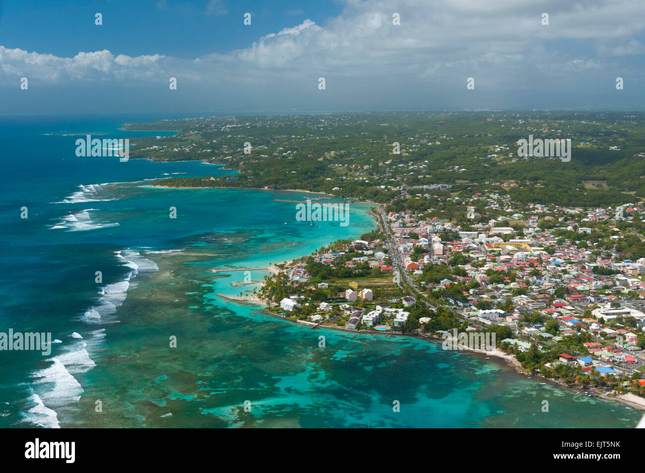 France. Guadeloupe, Saint Anne town  (aerial view)  // Guadeloupe, ville de Saint Anne (vue aerienne) Stock Photo