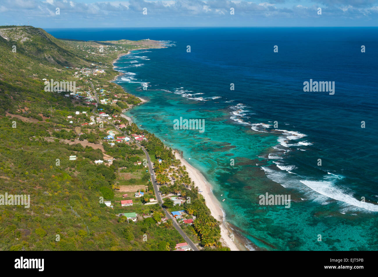 France. Guadeloupe, La Desirade island, Grande Anse (aerial view