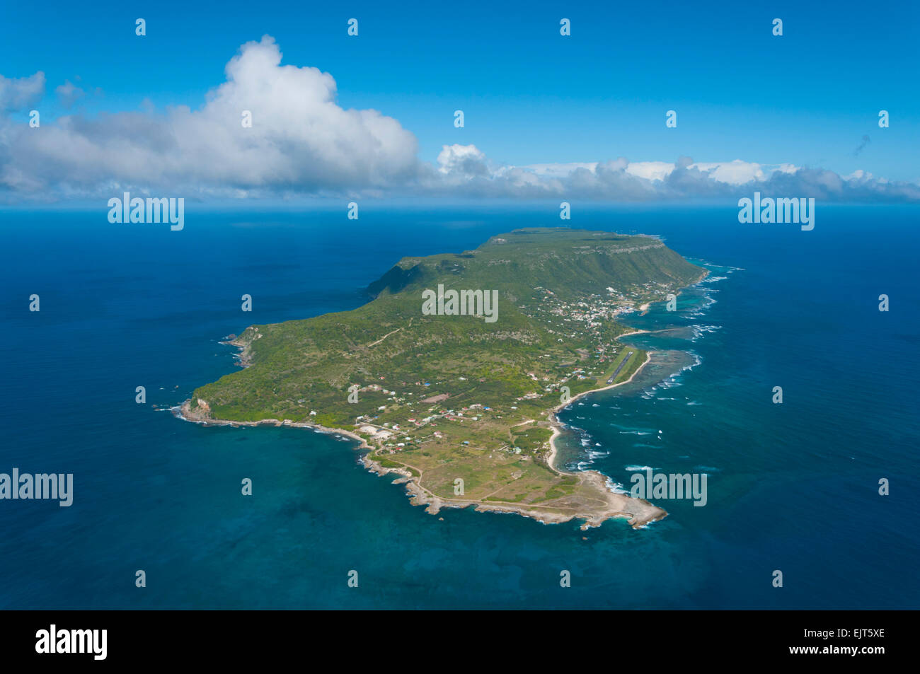 France. Guadeloupe, La Desirade island (aerial view)  // Guadeloupe, ile de la Desirade (vue aerienne) Stock Photo