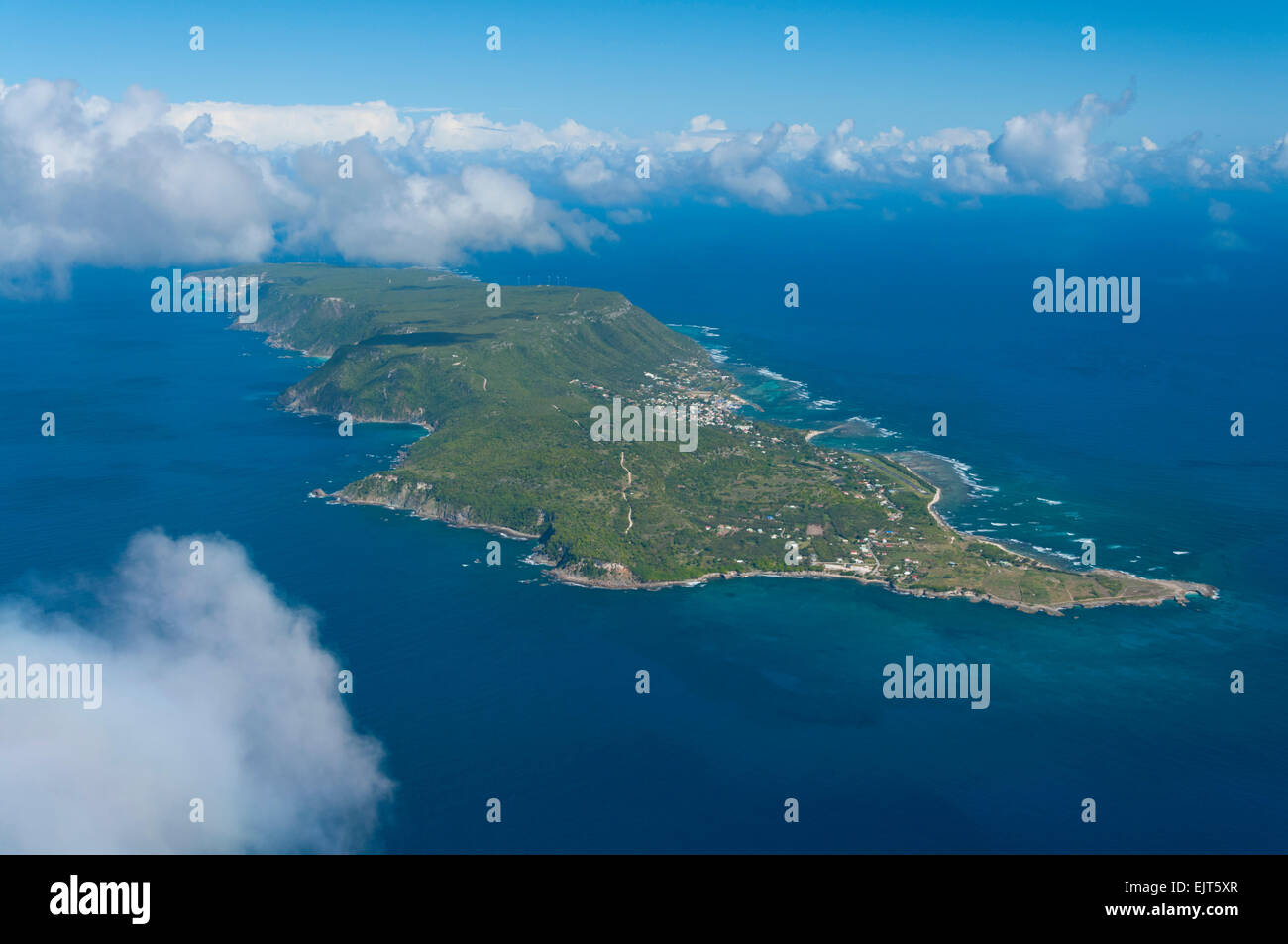 Deserade France. Guadeloupe, La Desirade island (aerial view) // Guadeloupe, ile ...