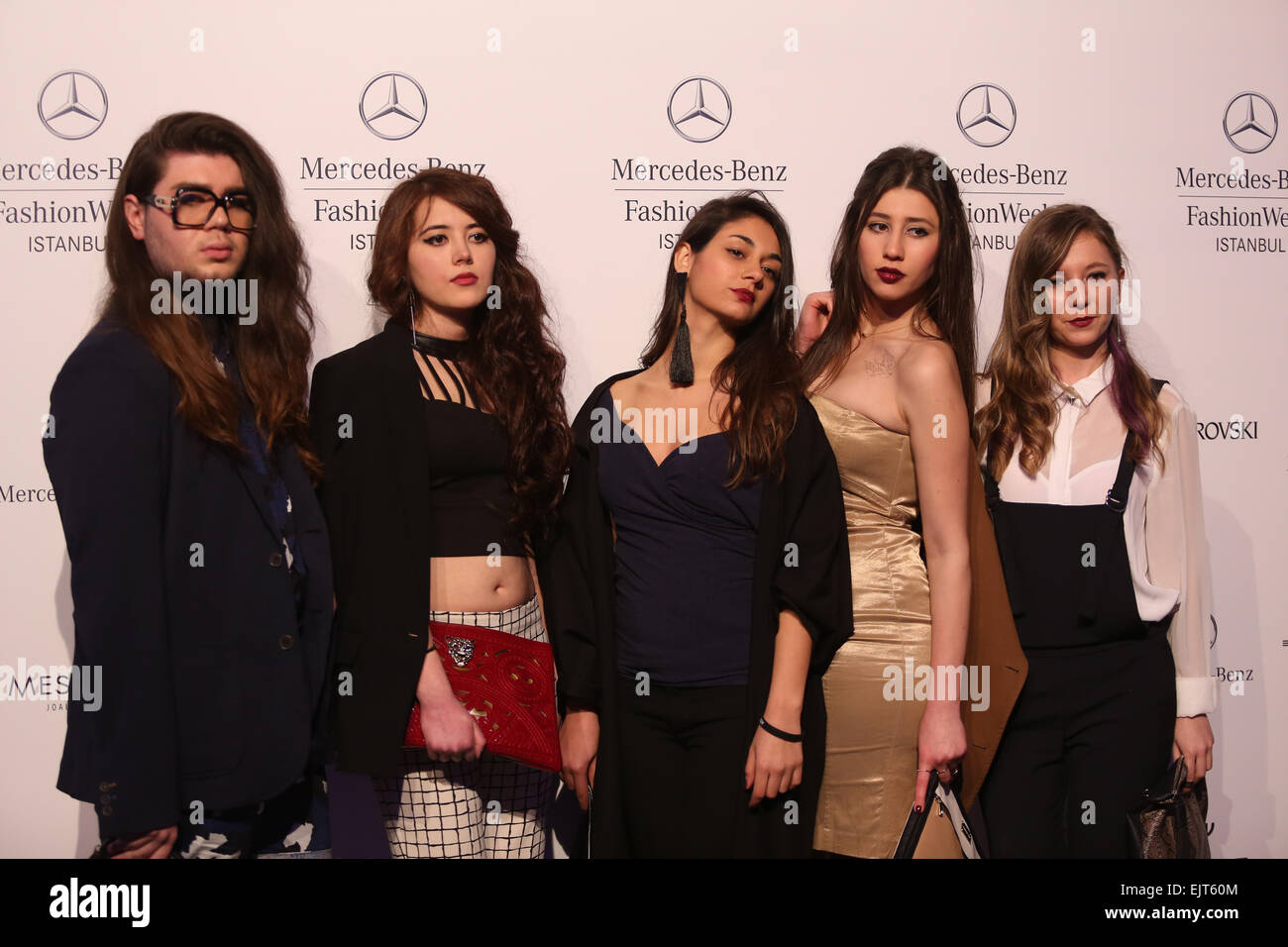 ISTANBUL TURKEY MARCH 20 2015 People posing Lounge Mercedes-Benz Fashion Week Istanbul Stock Photo