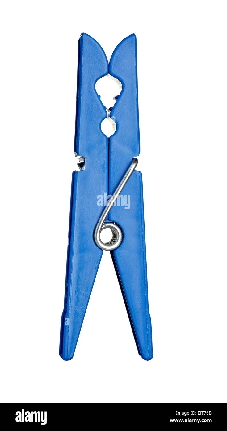 close up of a clothes peg on white background with clipping path Stock