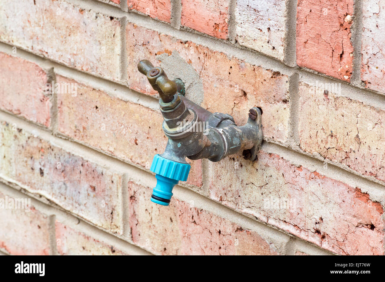 Outside Tap mounted on a Brick Wall Stock Photo Alamy