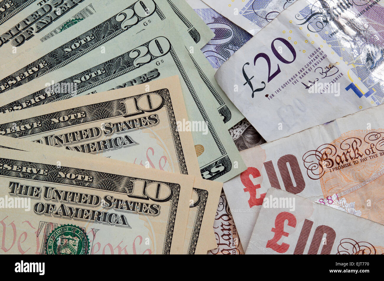 USA and UK Currency Stock Photo