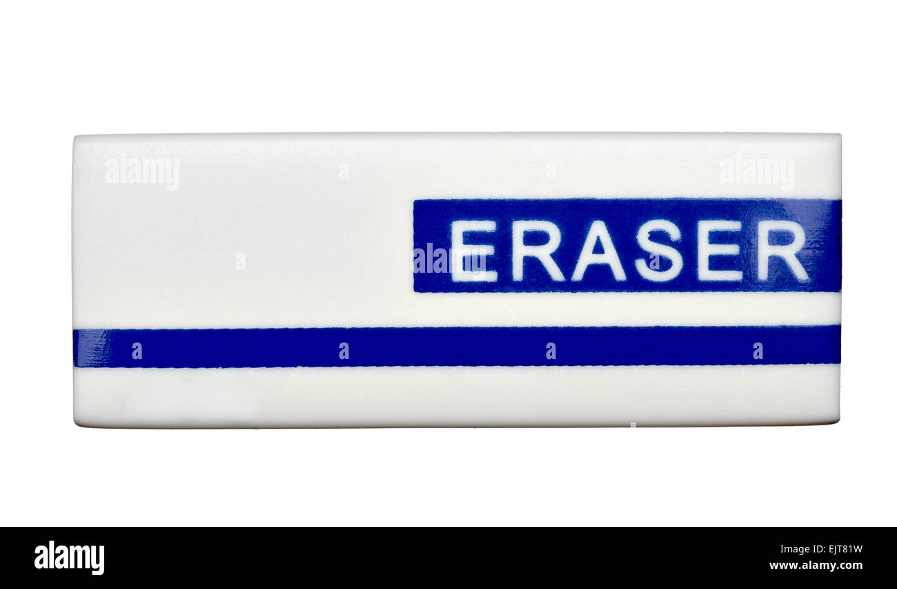 close up of an eraser on white background with clipping path Stock