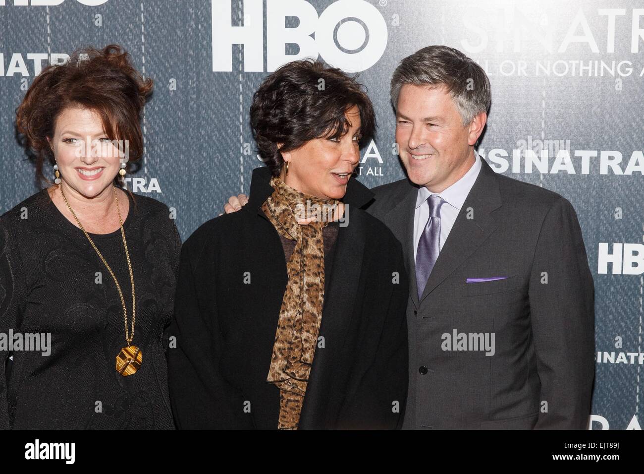 New York, NY, USA. 31st Mar, 2015. Sharon Hall, Tina Sinatra, Charles Pignone at arrivals for SINATRA: ALL OR NOTHING AT ALL Premiere, Time Warner Center, New York, NY March 31, 2015. Credit:  Jason Smith/Everett Collection/Alamy Live News Stock Photo