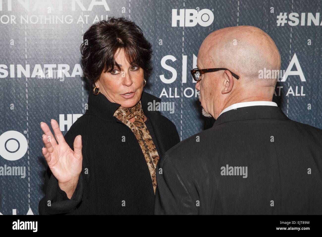 New York, NY, USA. 31st Mar, 2015. Tina Sinatra, Alex Gibney at arrivals for SINATRA: ALL OR NOTHING AT ALL Premiere, Time Warner Center, New York, NY March 31, 2015. Credit:  Jason Smith/Everett Collection/Alamy Live News Stock Photo