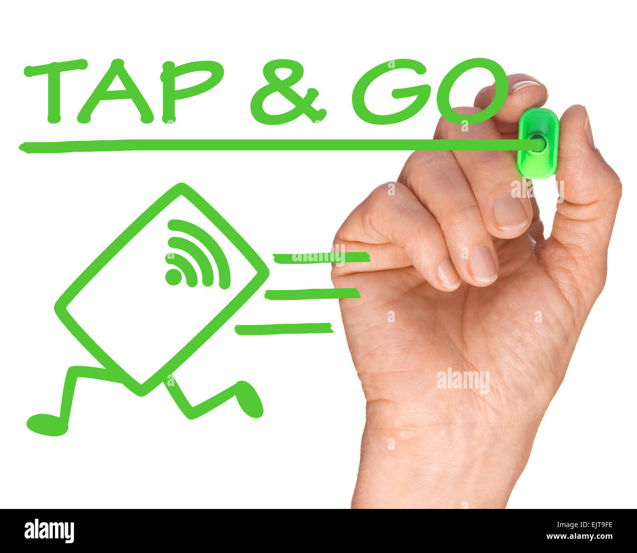 Hand With Pen Writing Tap And Go Credit Card System Stock Photo Alamy