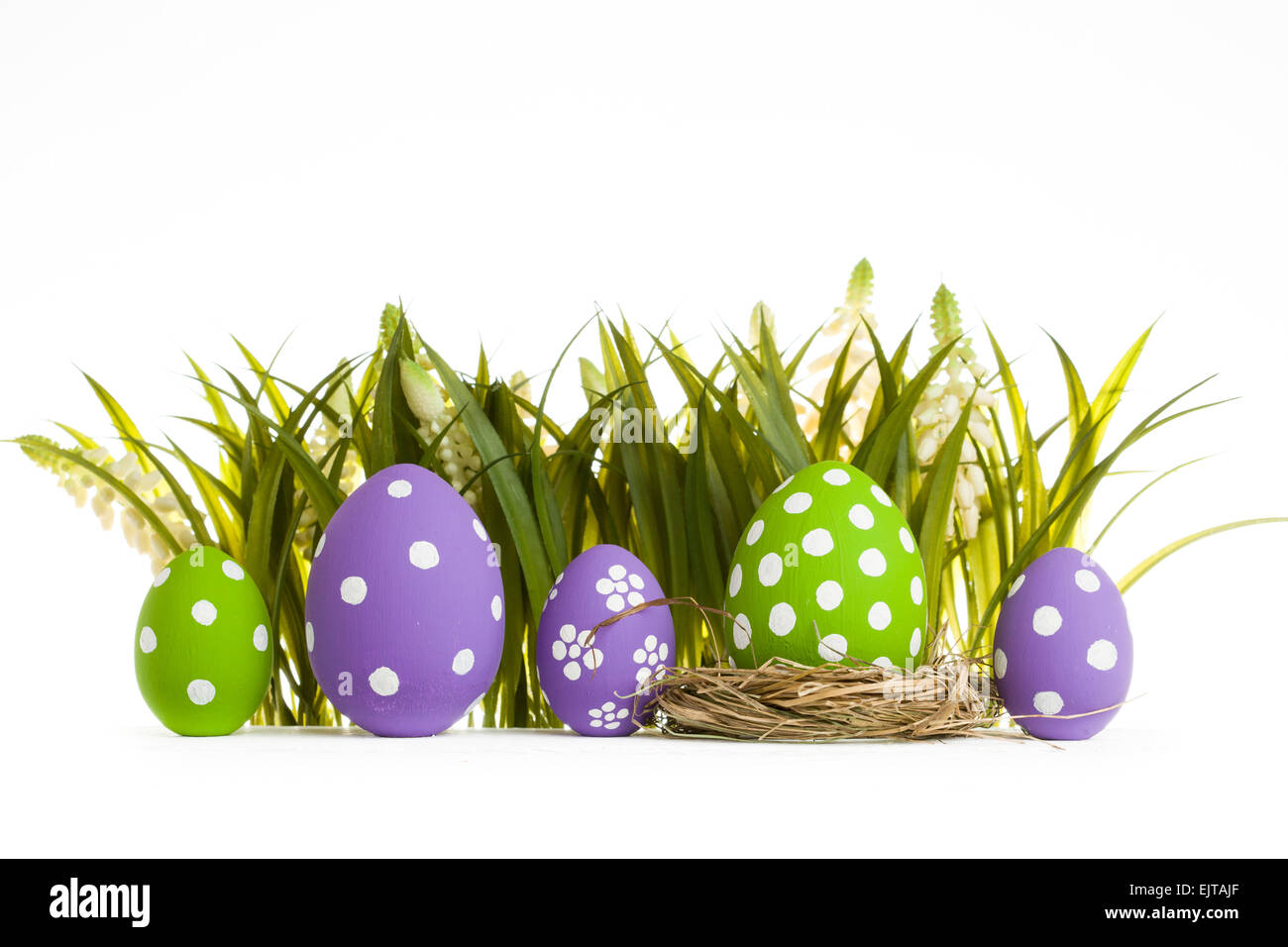 easter eggs hidden in the grass Stock Photo
