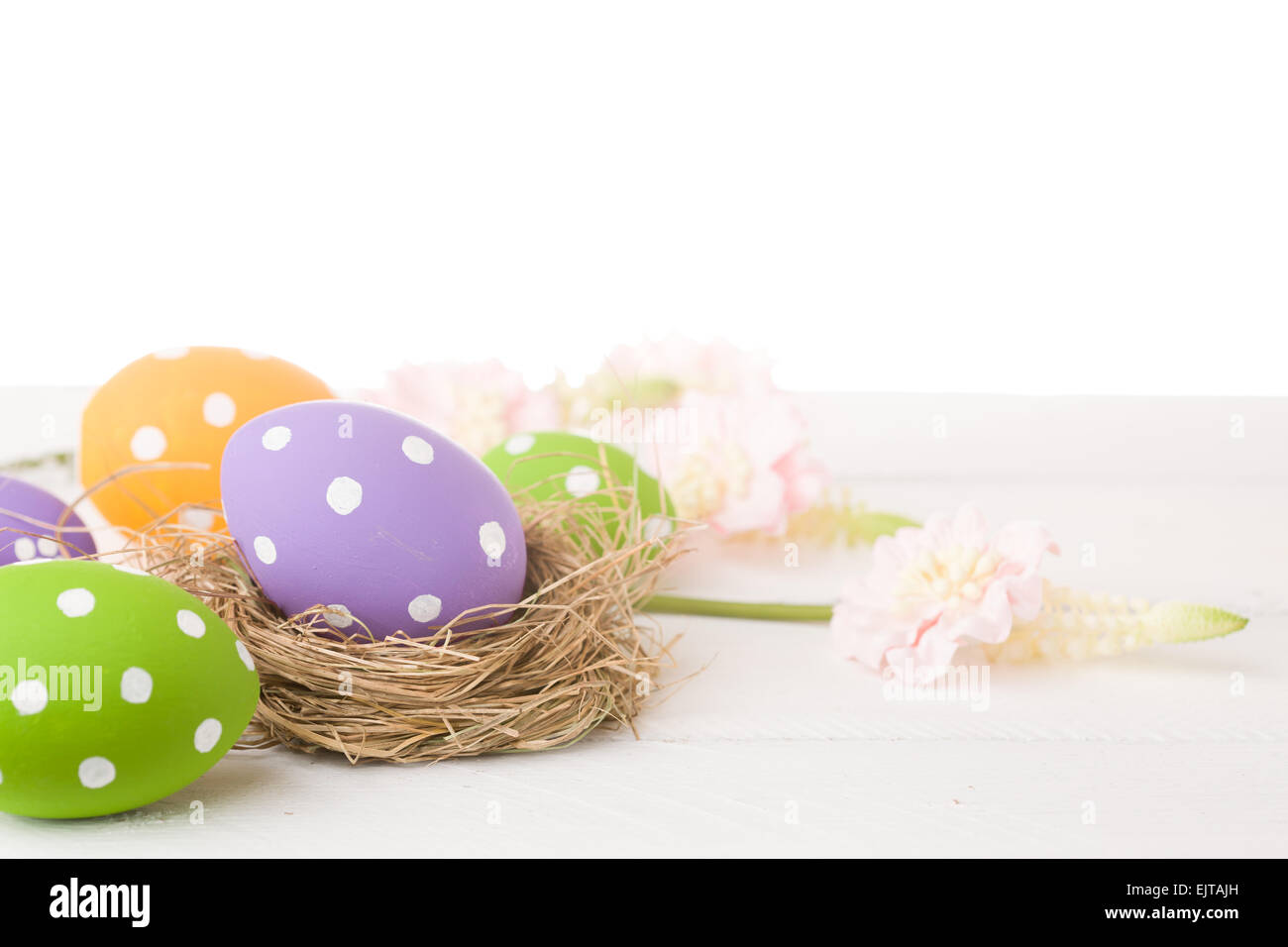 Easter eggs in the nest Stock Photo