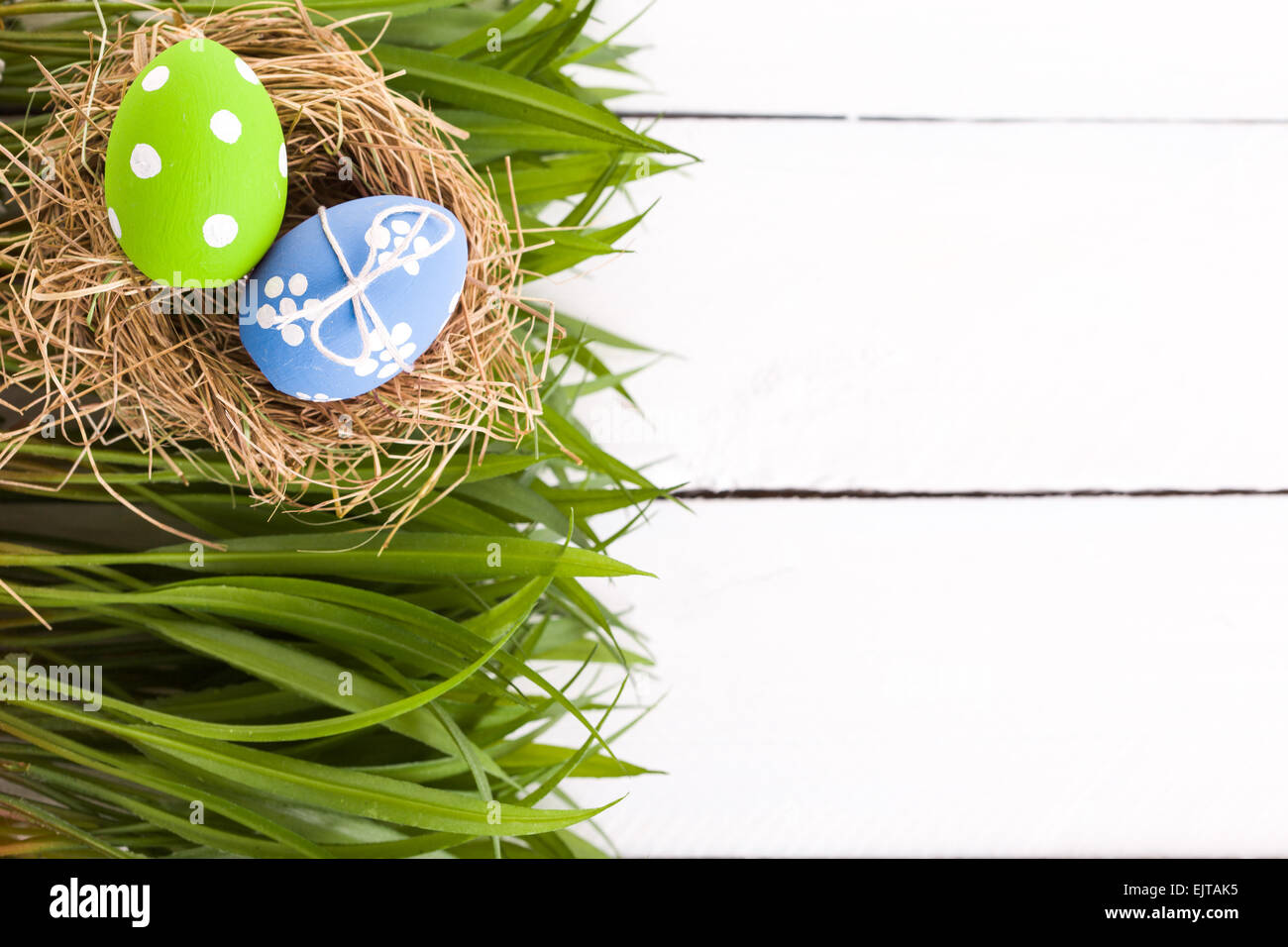 Easter eggs in the nest Stock Photo