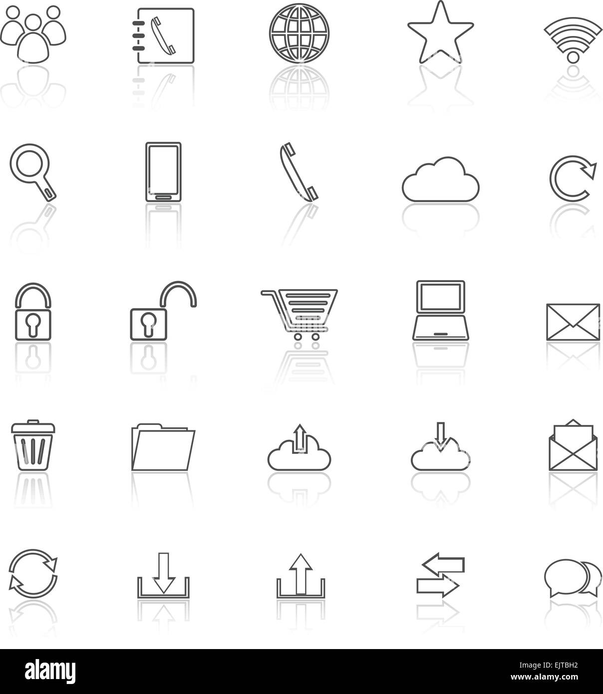 Communication line icons with reflect on white background, stock vector ...