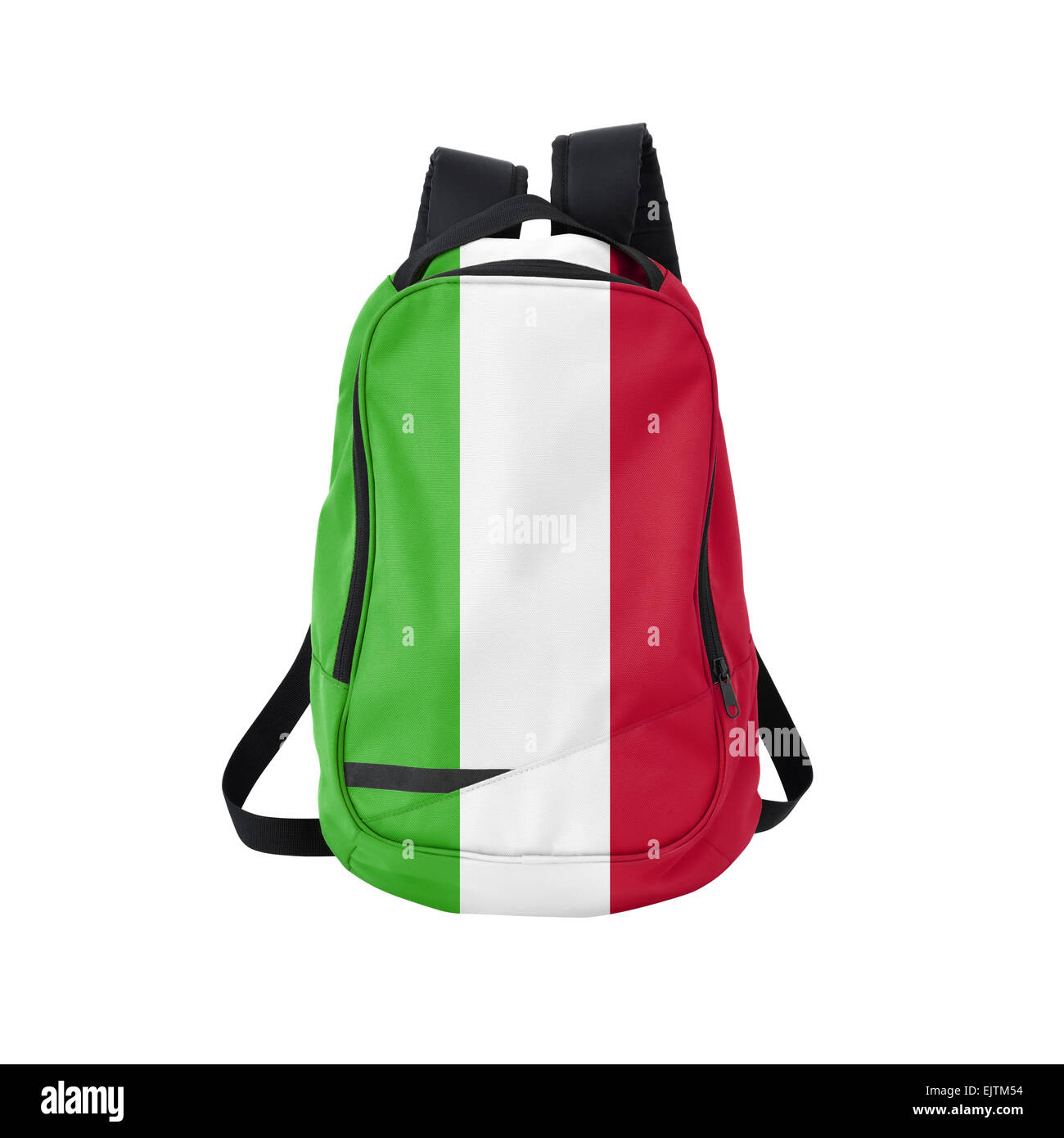 Italy flag backpack isolated on white background. Back to school concept.  Education and study abroad. Travel and tourism in Ital Stock Photo - Alamy