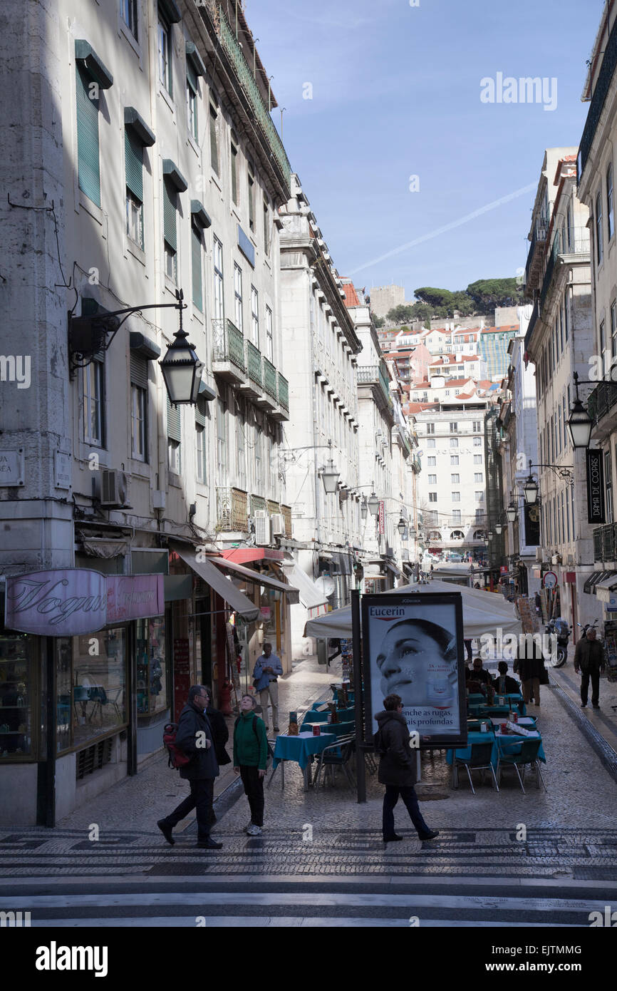 Baixa-Chaido Neighbourhood in Lisbon - Portugal Stock Photo
