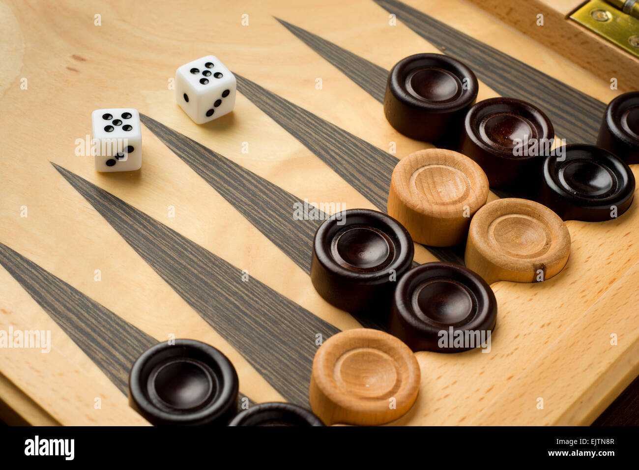Backgammon set with dice Stock Photo Alamy