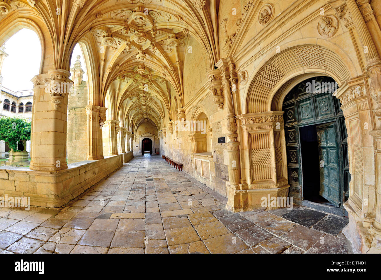 Spain, Castilla-Leon: Medieval cloister of the monastery San Zoilo in Carrion de los Condes Stock Photo