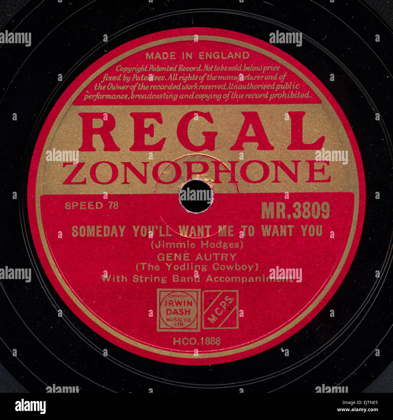 Regal Zonophone 78 rpm record label released September 1948 (UK) “Someday  You'll Want me to Want You” by Gene Autry Stock Photo - Alamy