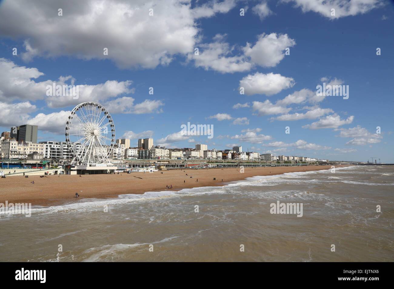 Autumn day in Brighton looking towards Kemp Town and the Marina from the Palace Pier now called Brighton Pier Stock Photo