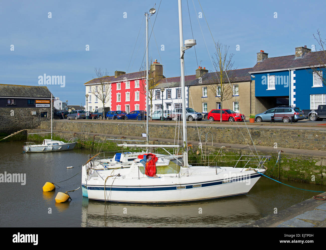 Boats in the harbour at Aberaeron, Ceredigion, Wales UK Stock Photo