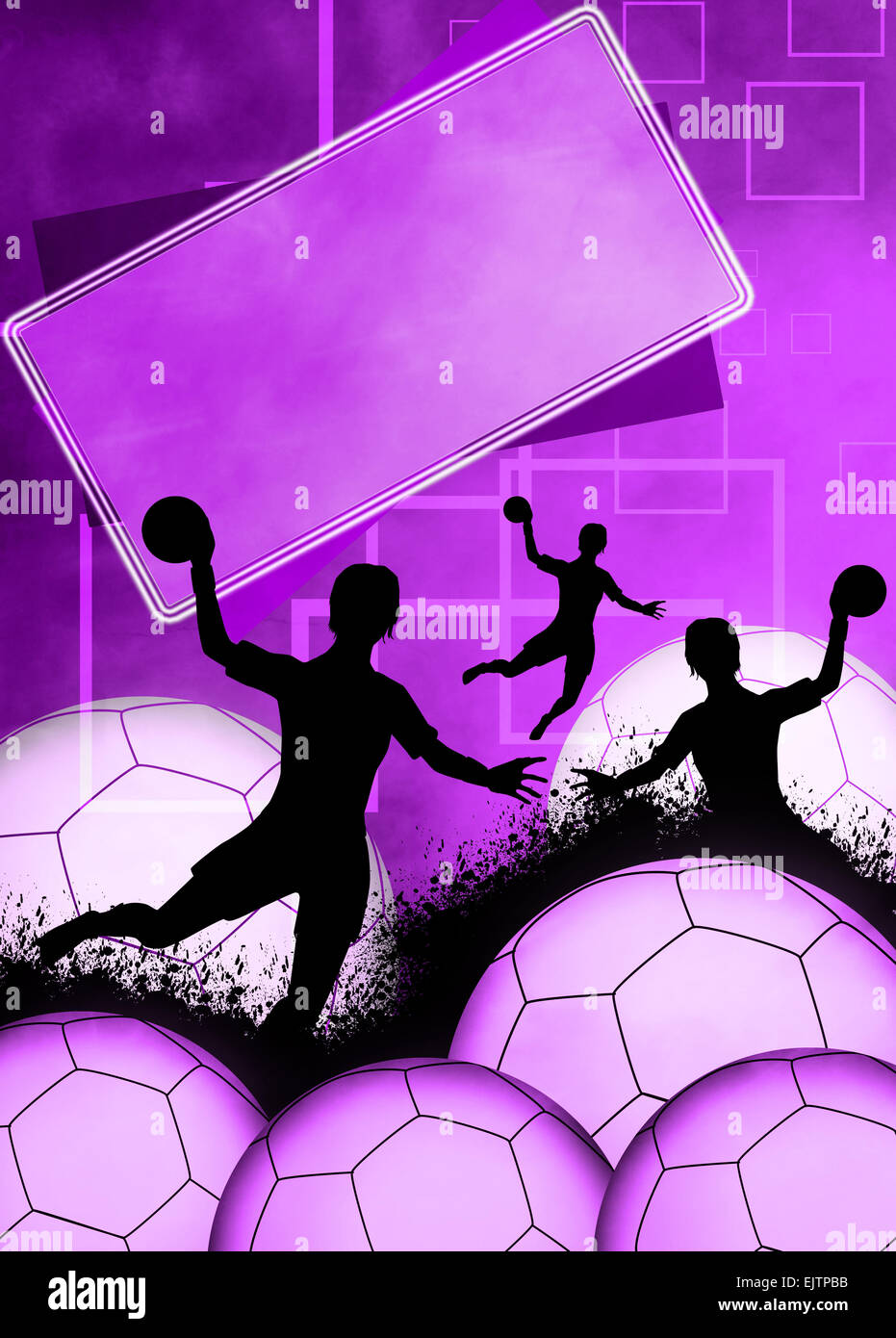 Handball girl match invitation poster or flyer background with space ...