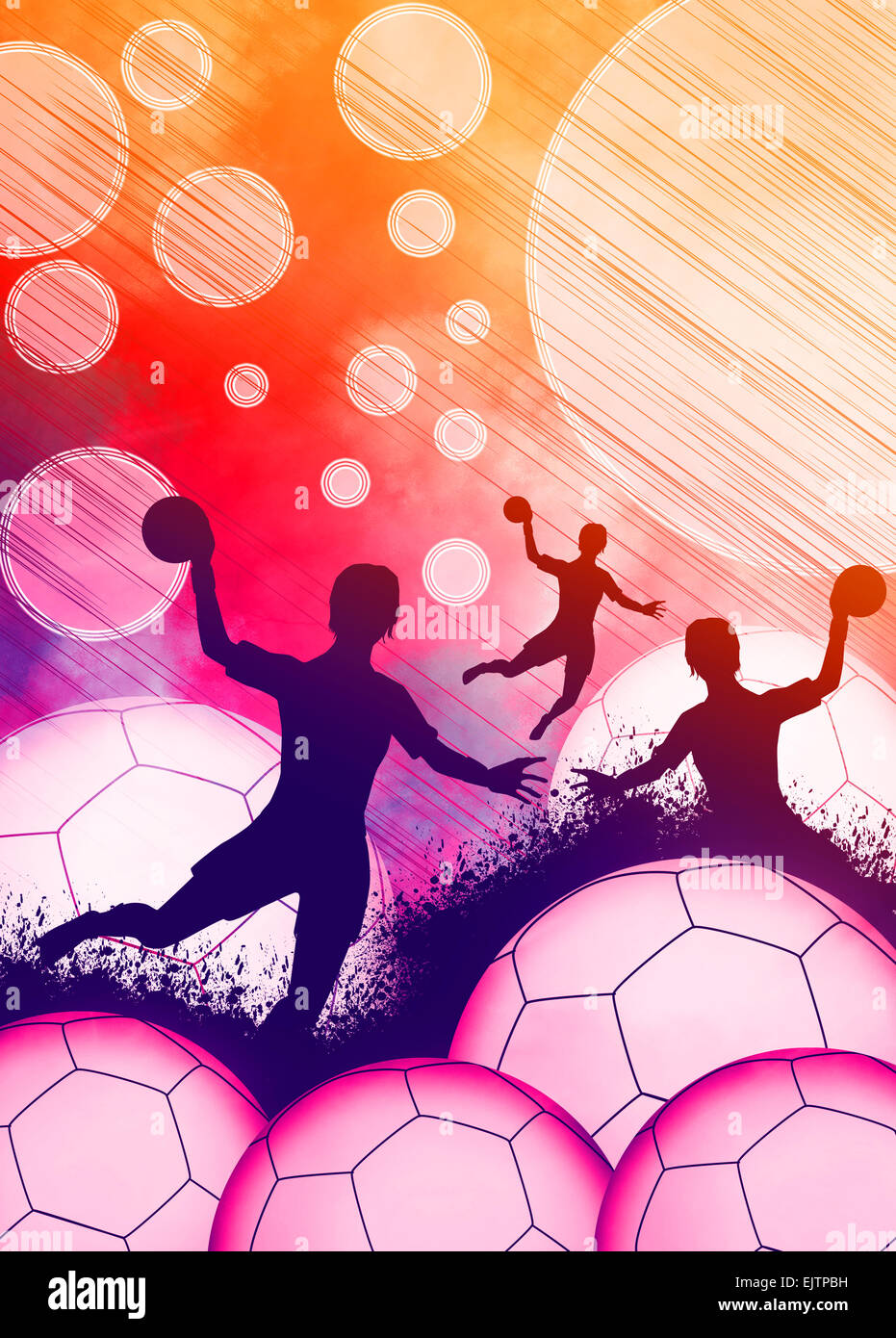 Handball girl match invitation poster or flyer background with space Stock  Photo - Alamy