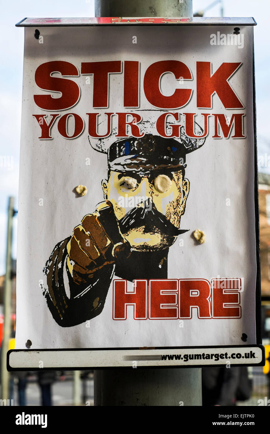 Chewing gum disposal board on an urban street Stock Photo Alamy