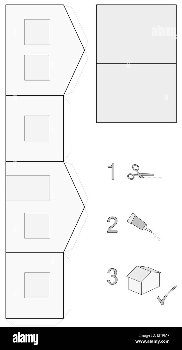 Very easy house building template. Illustration on white background. Stock Photo