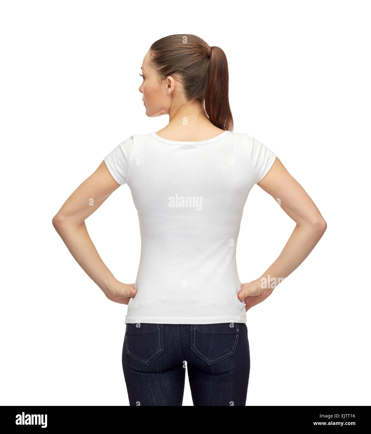 Girl in blank white shirt hi-res stock photography and images