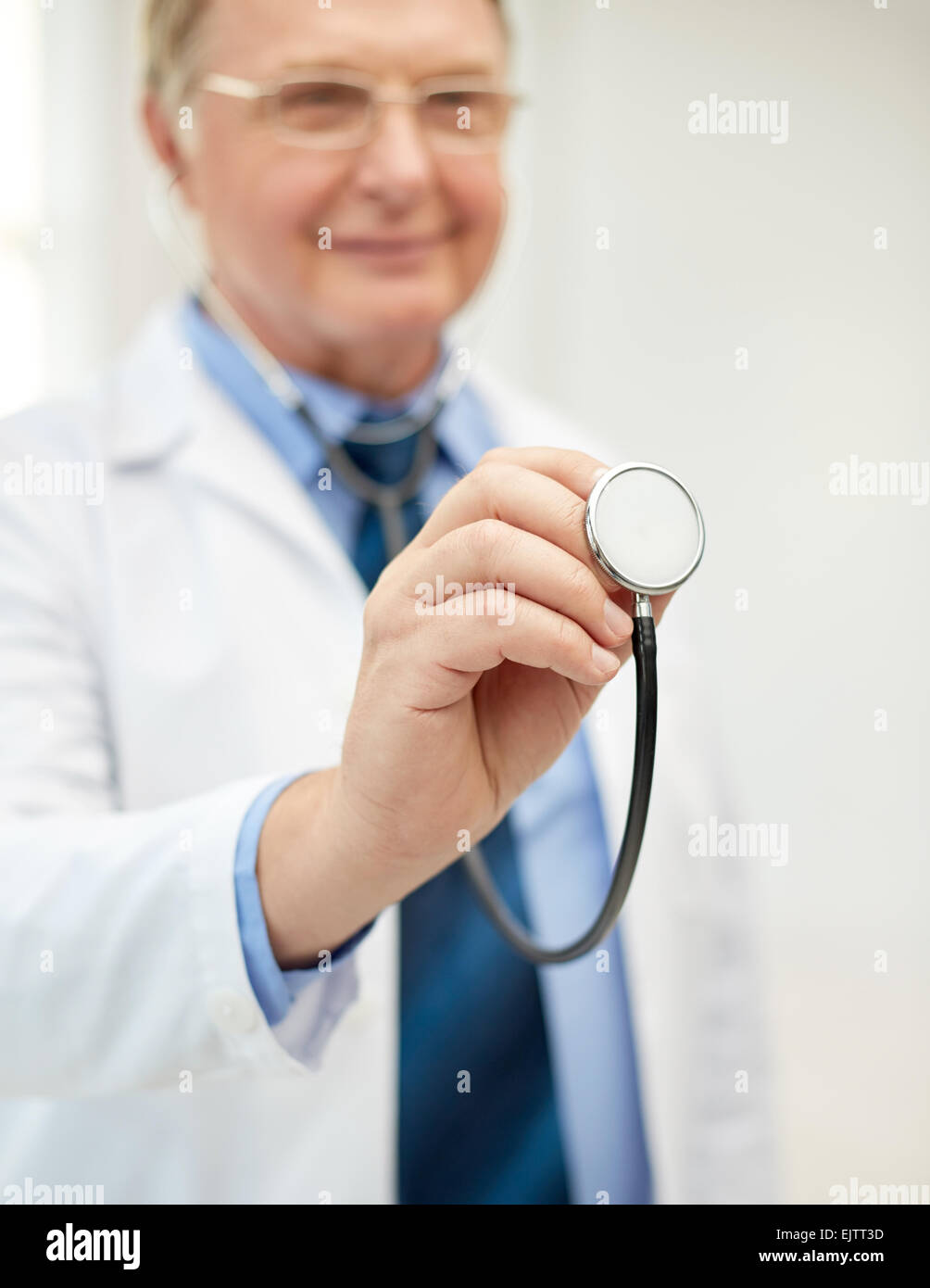 close up of doctor in white coat with stethoscope Stock Photo - Alamy