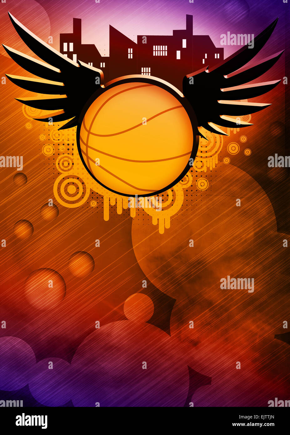 Basketball Sport Ball Flyer Or Poster Background Stock