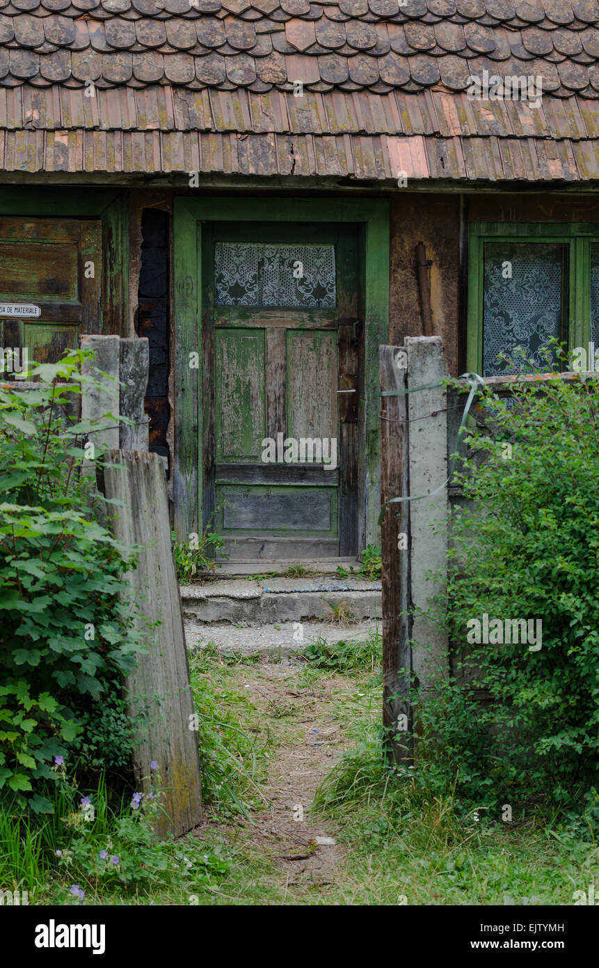 old house, door, old, house, enclosure, green, herb, landscape,path,fence, green, someone, alone, oldie,rooftop Stock Photo