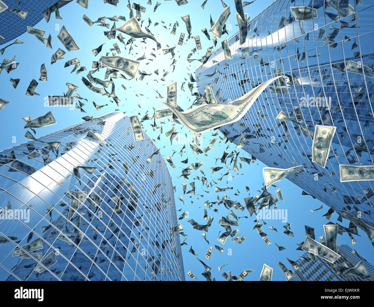 dollar rain and skyscraper background Stock Photo Alamy