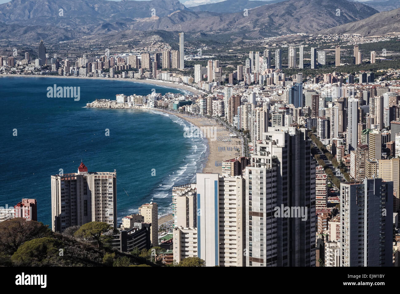 Benidorm Aerial View From The Cross Overlooking The Town Playa