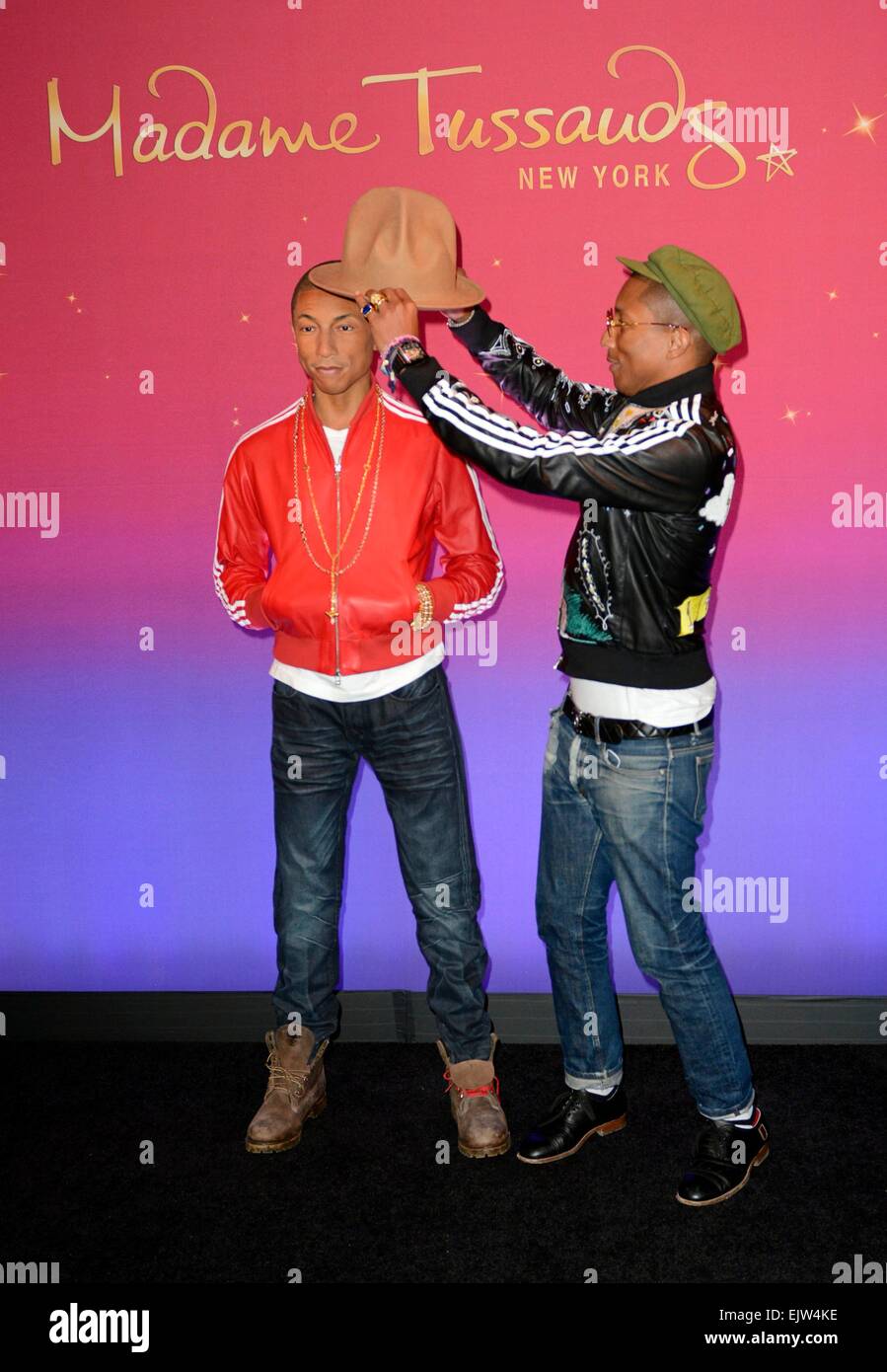 New York, NY, USA. 1st Apr, 2015. Pharrell Williams in attendance for Madame Tussauds Unveils Wax Figure of Pharrell Williams, Madame Tussauds New York, New York, NY April 1, 2015. Credit:  Derek Storm/Everett Collection/Alamy Live News Stock Photo