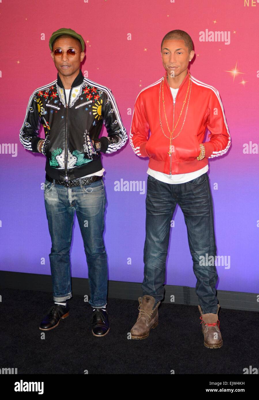 New York, NY, USA. 1st Apr, 2015. Pharrell Williams in attendance for Madame Tussauds Unveils Wax Figure of Pharrell Williams, Madame Tussauds New York, New York, NY April 1, 2015. Credit:  Derek Storm/Everett Collection/Alamy Live News Stock Photo
