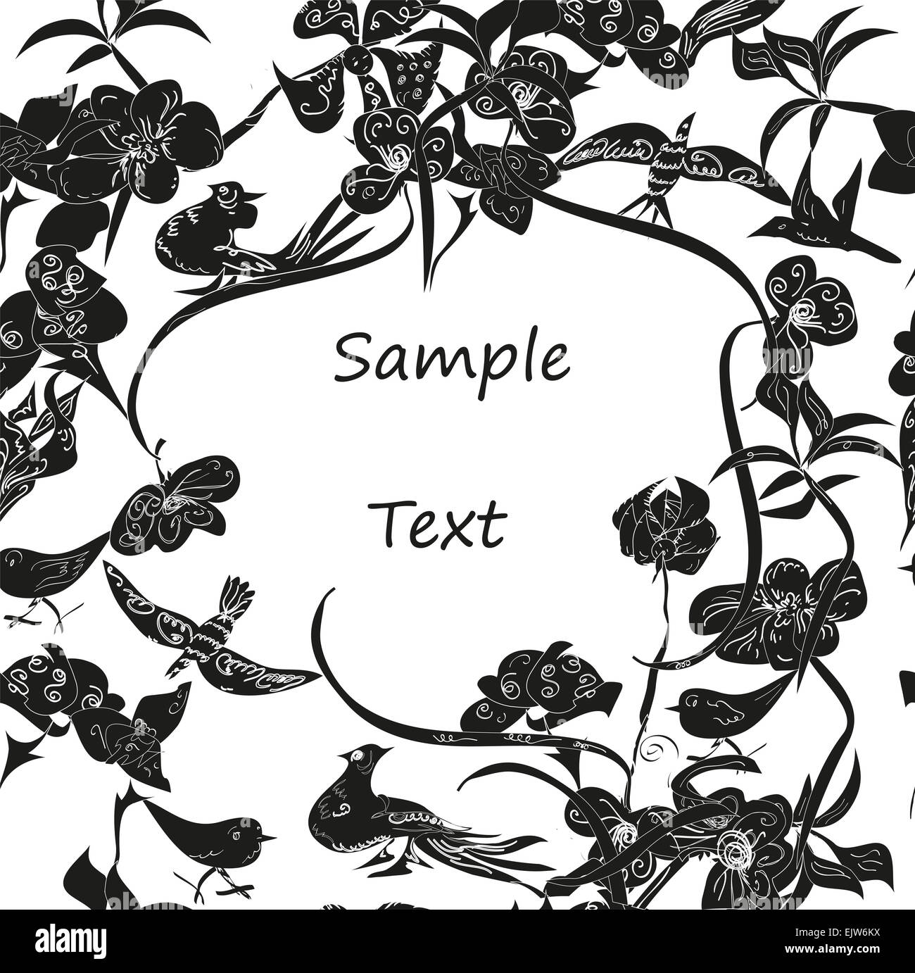 Flowers and birds seamless pattern Stock Photo - Alamy