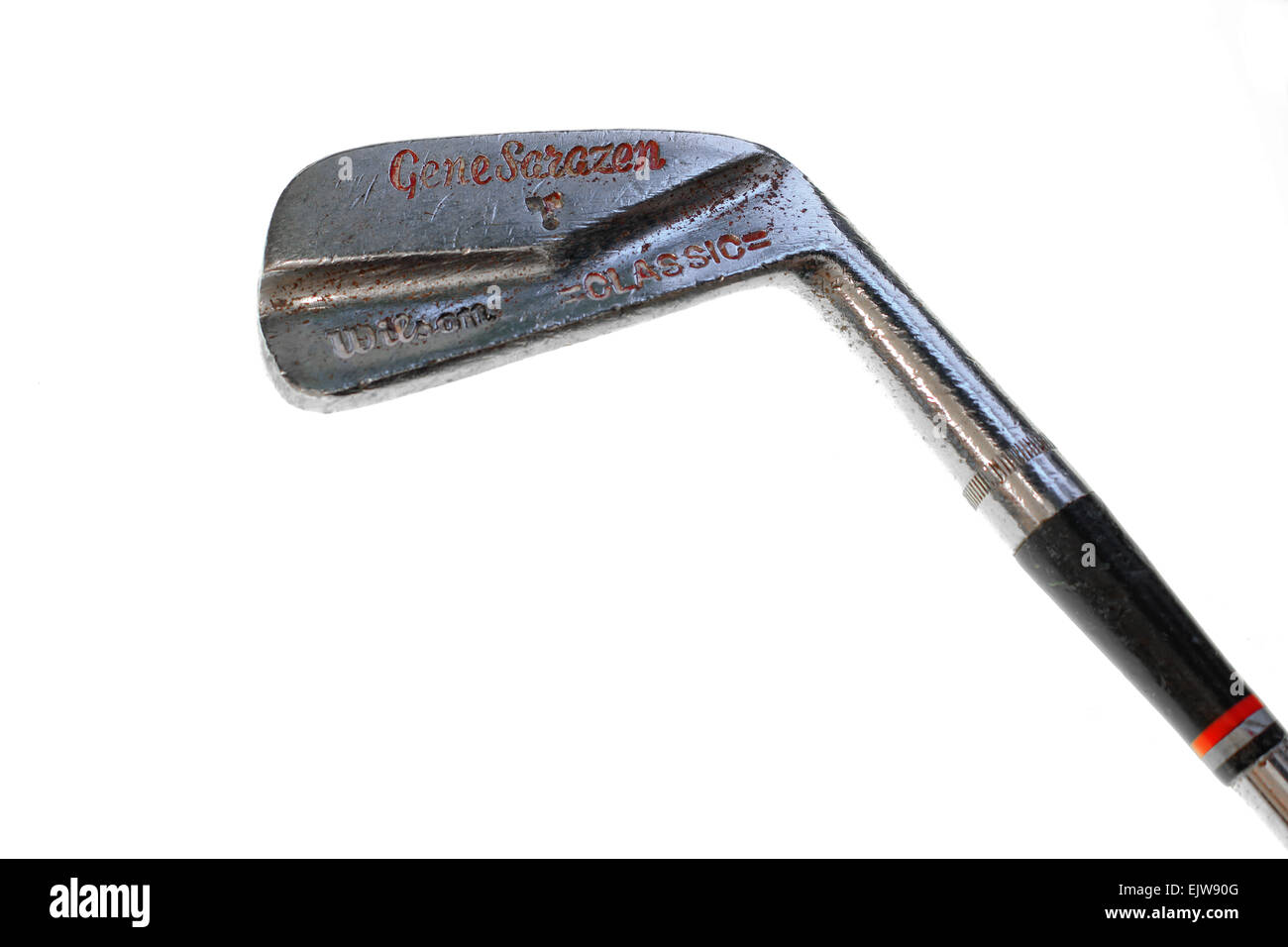 Wilson Classic Gene Sarazen vintage perimeter weighted golf iron, made in 1930s. Isolated by light on white background Stock Photo
