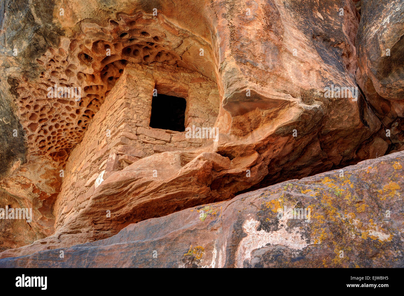 Ancient Anasazi Granary Ruin in Montezuma Canyon, Utah Stock