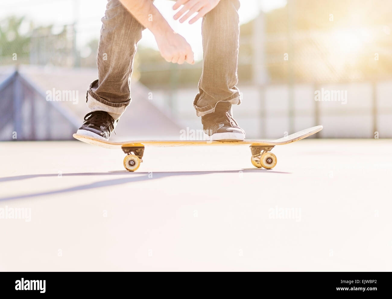 USA, Florida, West Palm Beach, Man skateboarding in skatepark Stock Photo