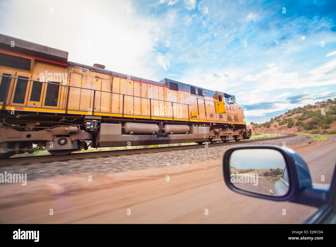 USA, Colorado, Train on railroad tracks in countryside Stock Photo Alamy