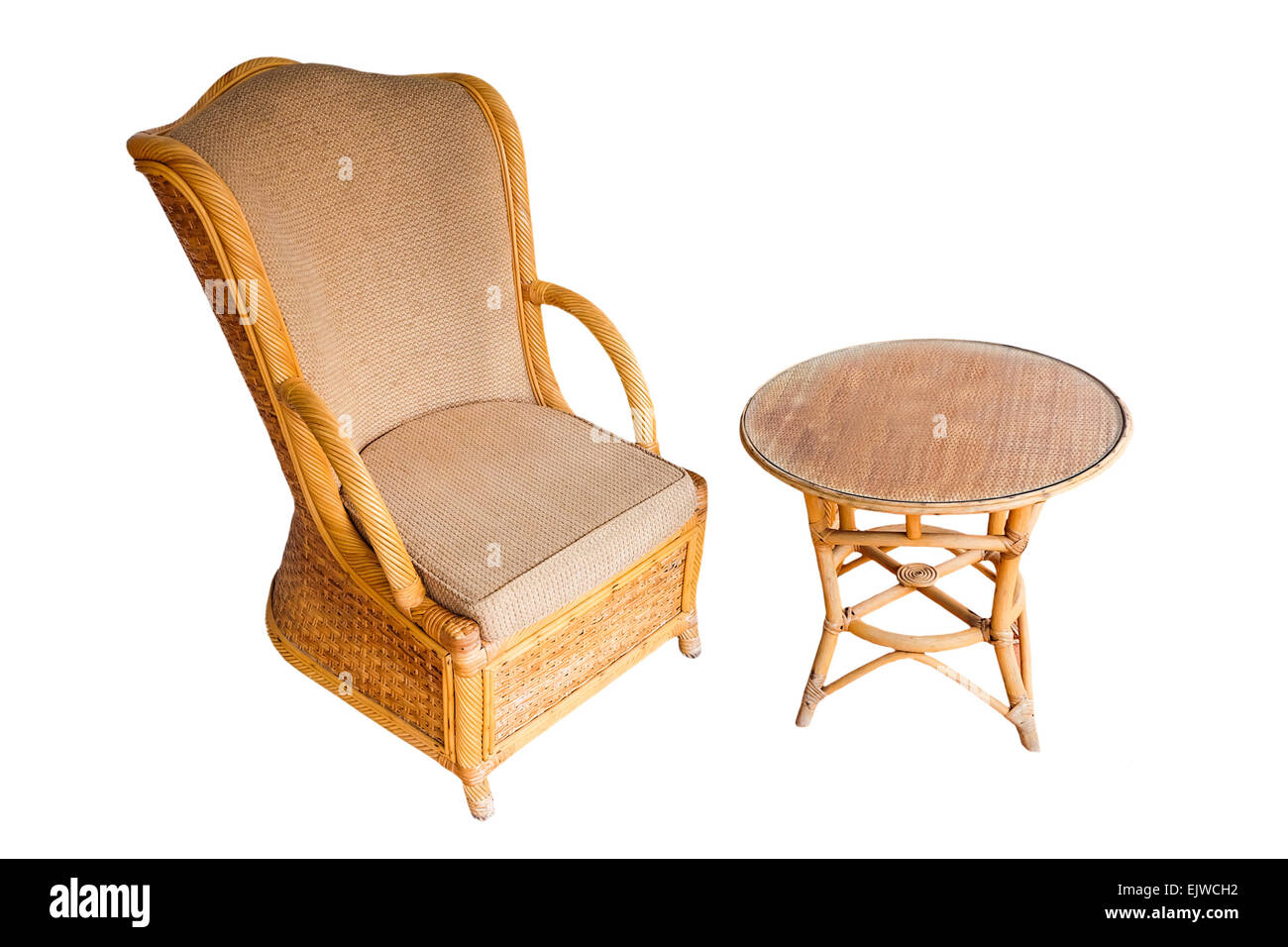 Wooden armchair and table Stock Photo Alamy